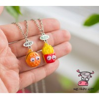 Кулон парный для друзей "Best Buds. Hamburger Potato". Цена за 1 пару